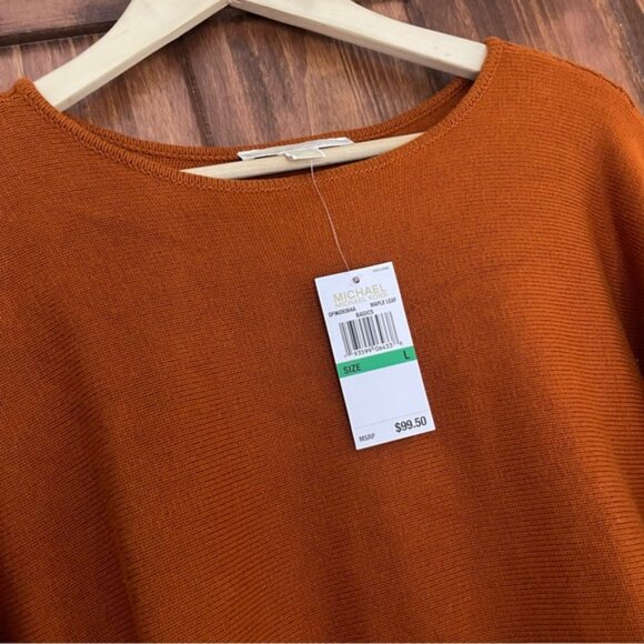 NWT Michael by Michael Kors Orange Sweater Size Large (Color: Maple Leaf) - Picture 4 of 4